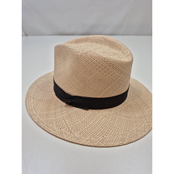Scala Other - Scala Hat Fedora Mens S Beige Straw Wide Brim Water Resistant Handmade
